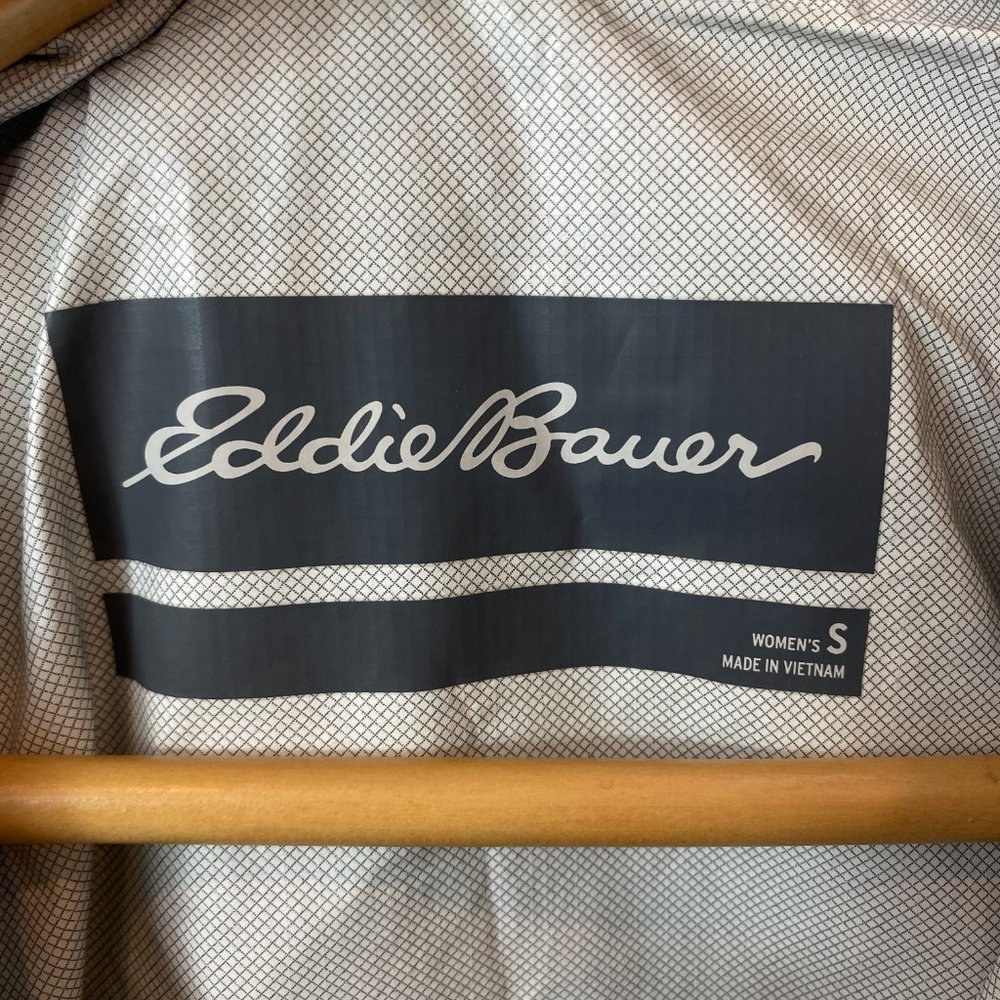 Eddie Bauer Raincoat Women’s Size Small Windbreaker Nylon Hood Jacket Aqua Blue - Picture 3 of 11